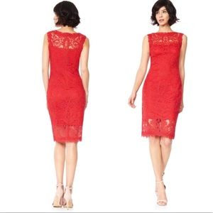 Tadashi Shoji Embroidered Tulle Boatneck Dress